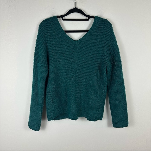 Ann Taylor Sweaters - Ann Taylor | Deep Green V-Neck Eyelash Knit Long Sleeve Sweater Size Small